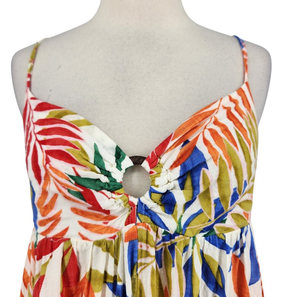 Sweet Lemon Tropical Maxi Dress – Multicolor Leaf Print Tiered Skirt - Picture 3 of 9